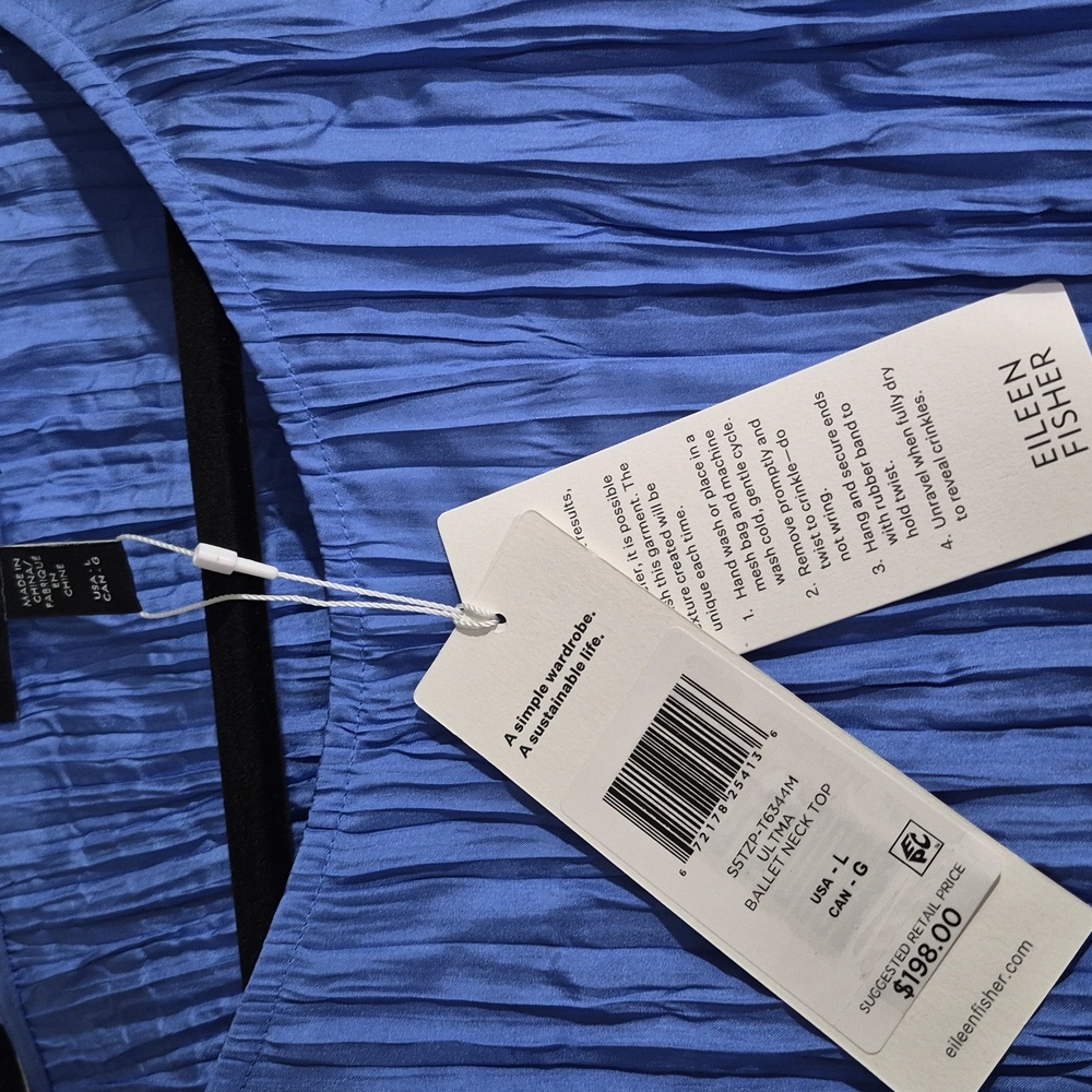 NWT Eileen Fisher Silk Scoop-Neck Crushed Silk Top (Large) - Picture 4 of 5